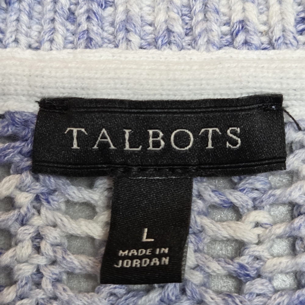 Talbots Heathered Blue Crew Neck Loose Knit Sweater Size L - Picture 7 of 8